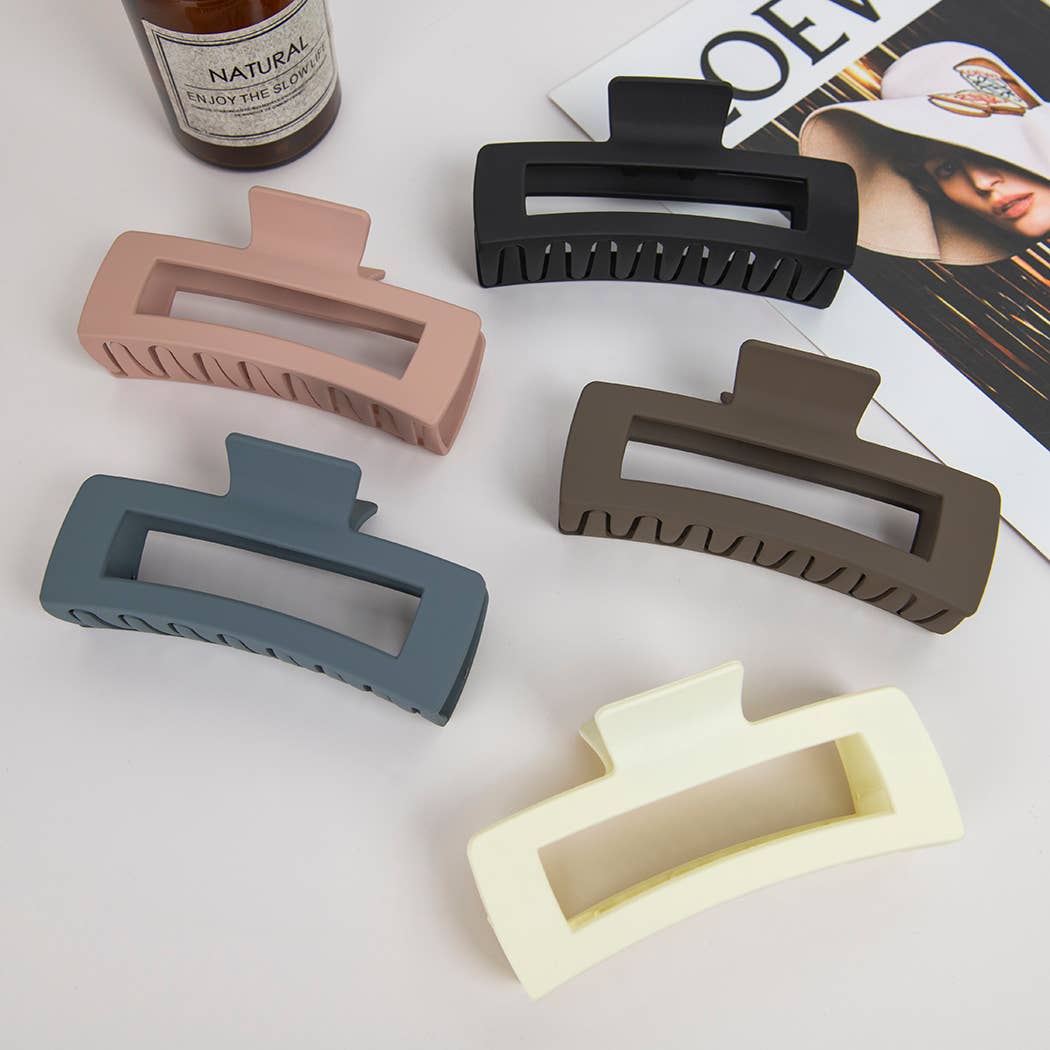 4.92'' Matte Rectangle Large Hair Claw Clips: White