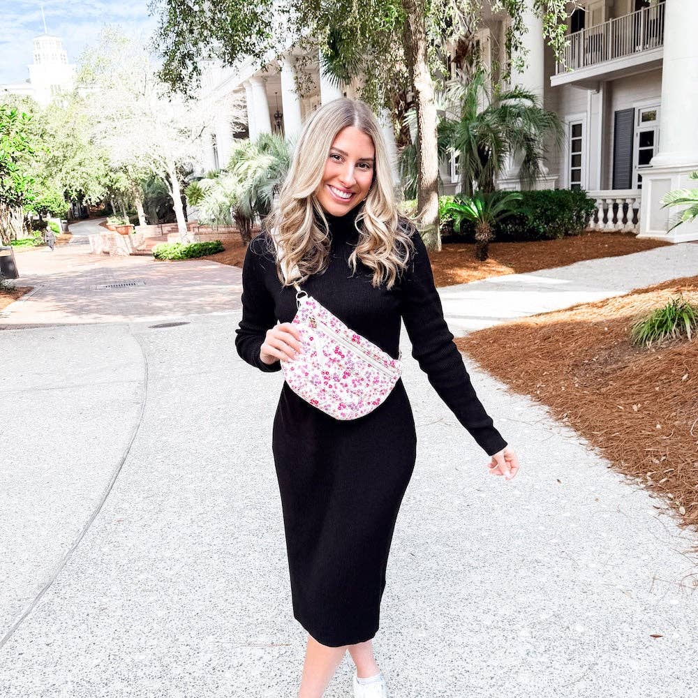 Jolie Puffer Bum Bag Pink Floral