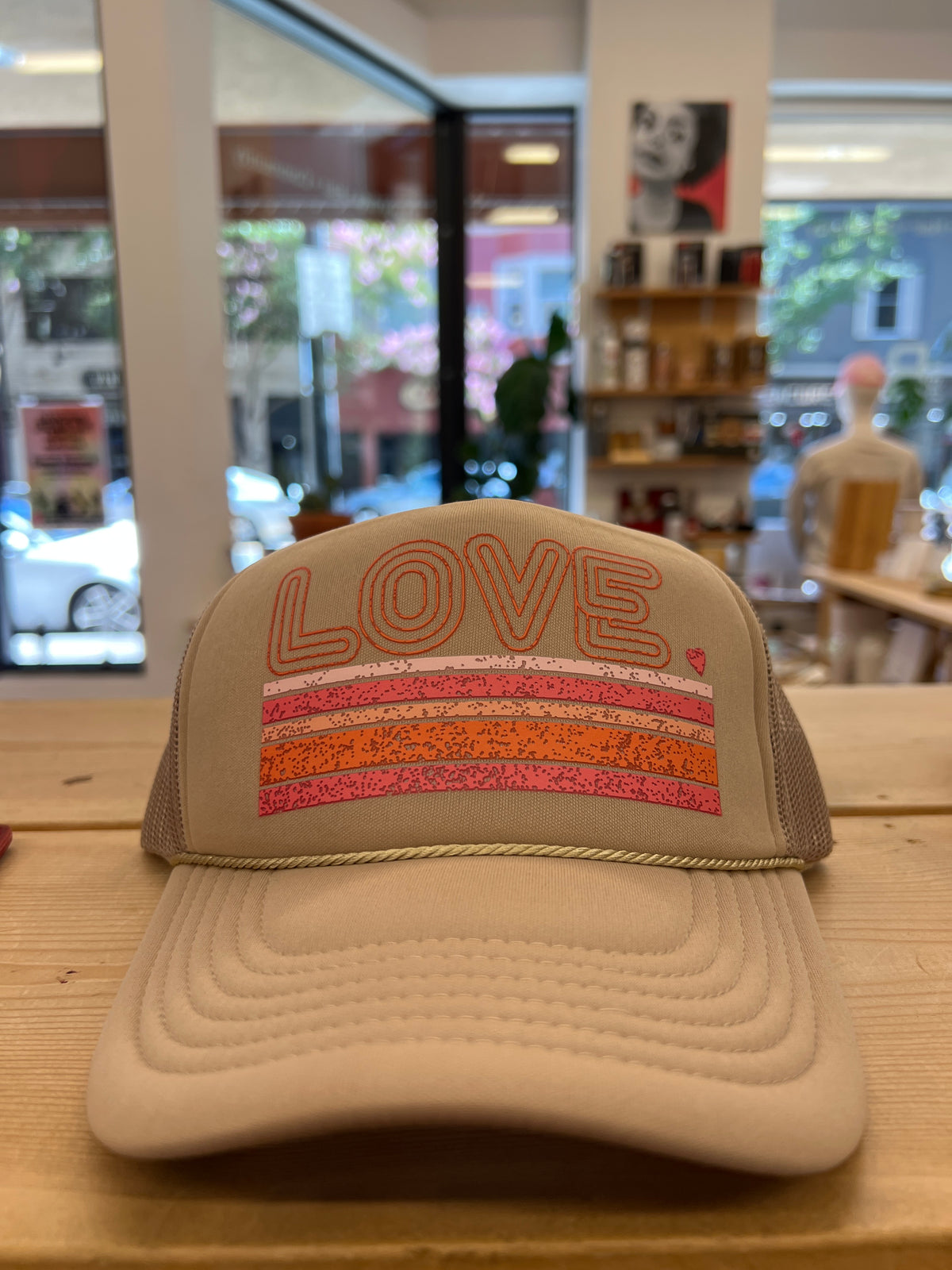 Love Pink &amp; Tan Trucker Hat