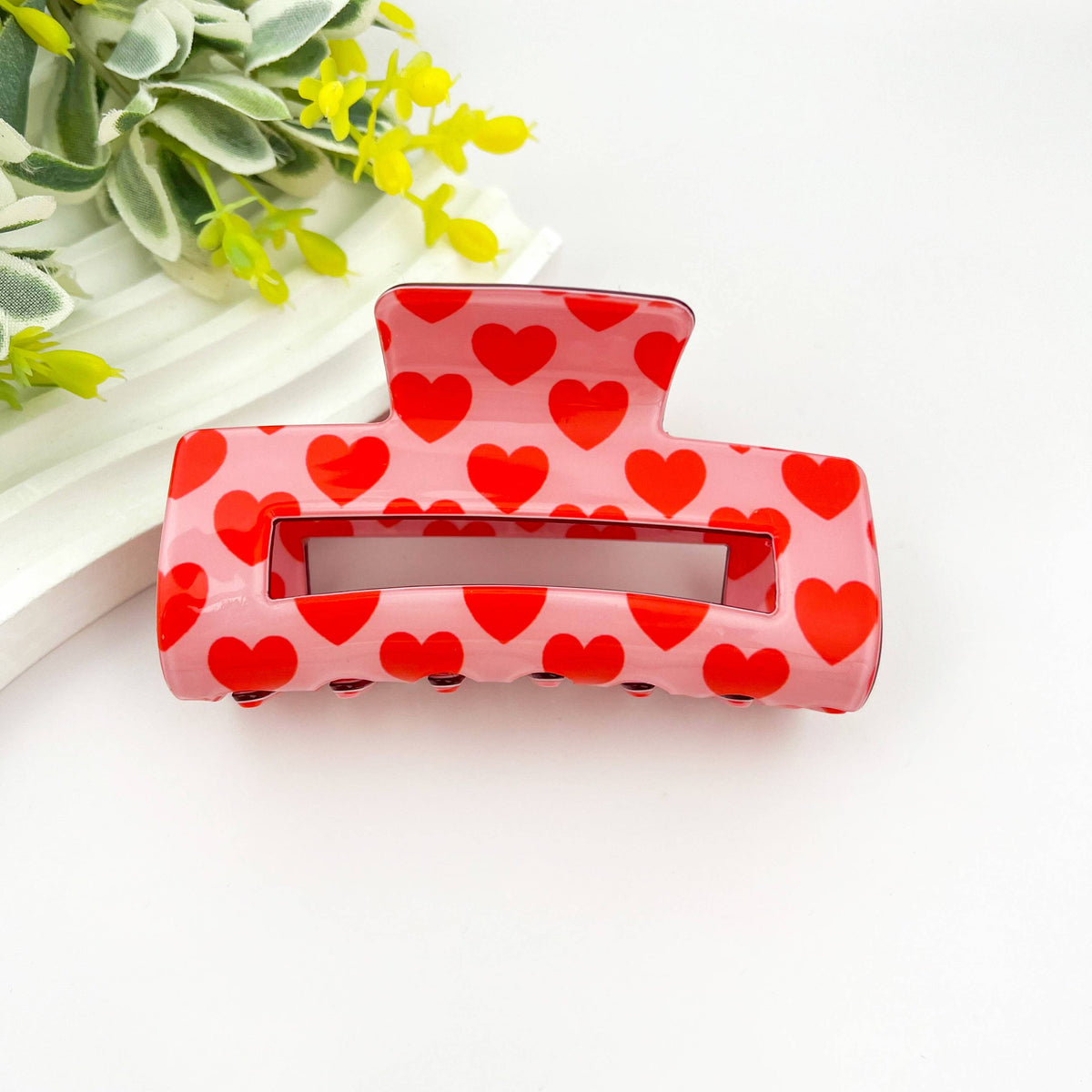 Rectangular Heart Hair Claw, Valentine's Day Date Hair Clip: 1