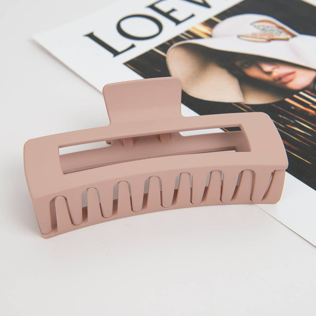 4.92'' Matte Rectangle Large Hair Claw Clips: White