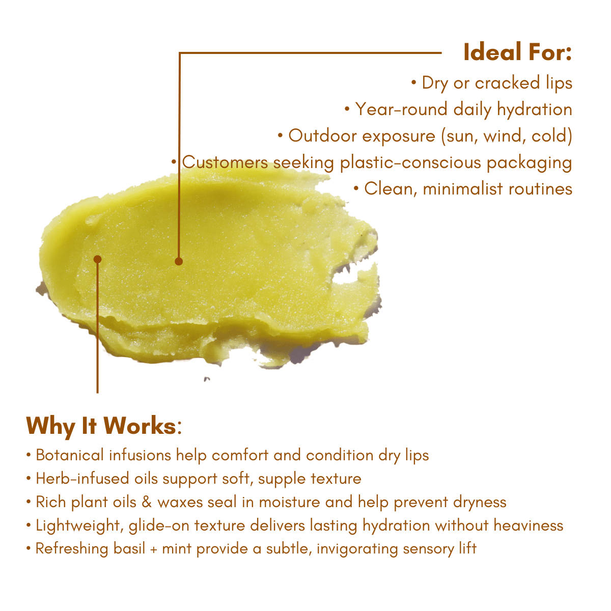 Basil Mint Lip Balm - Healing, Botanically-Infused, Plastic