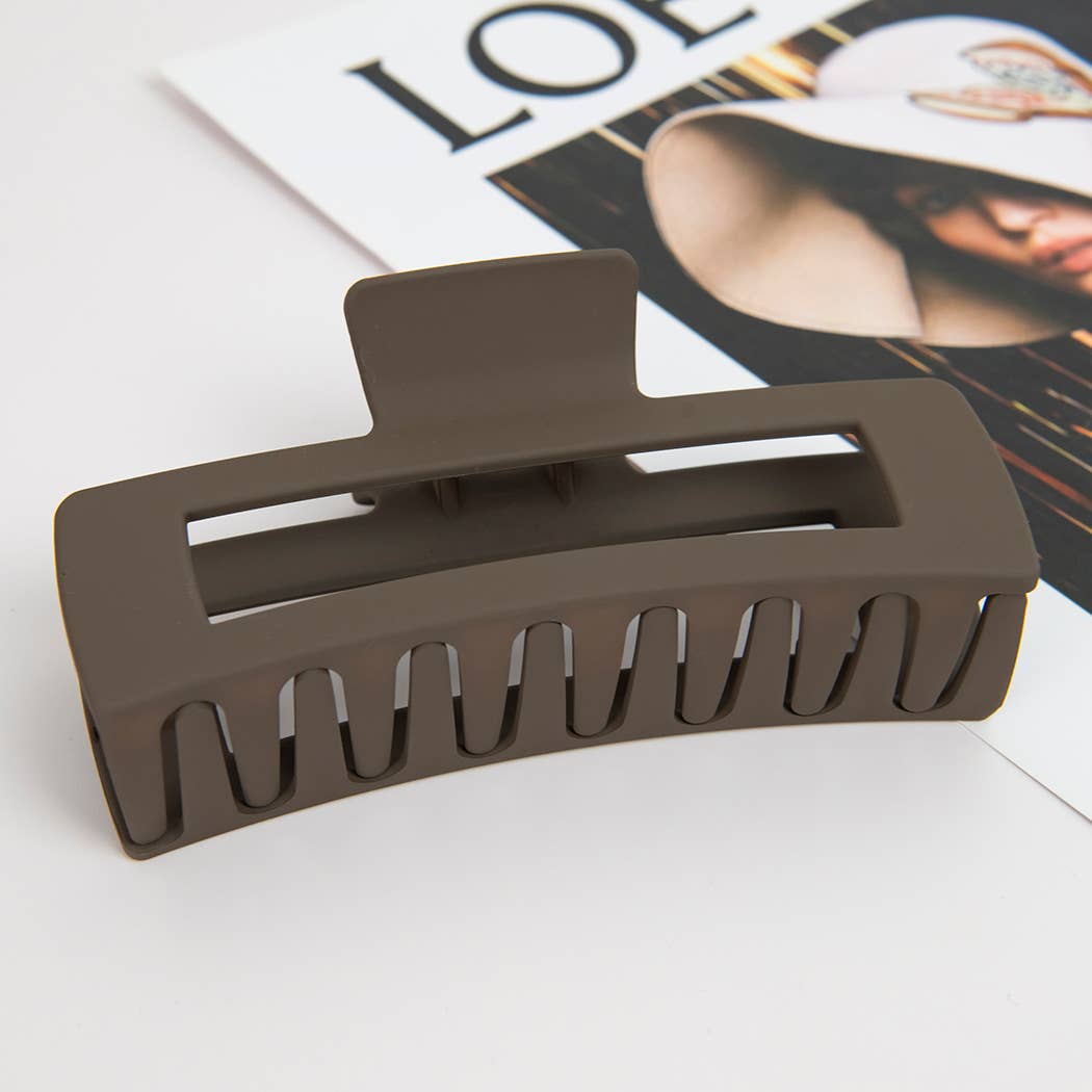 4.92'' Matte Rectangle Large Hair Claw Clips: White