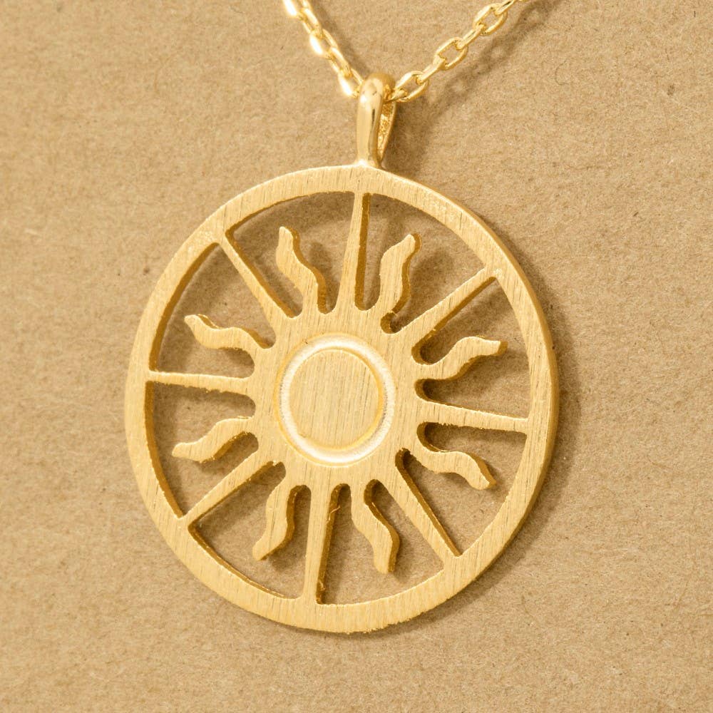 Gold Dipped Sun Coin Pendant Necklace