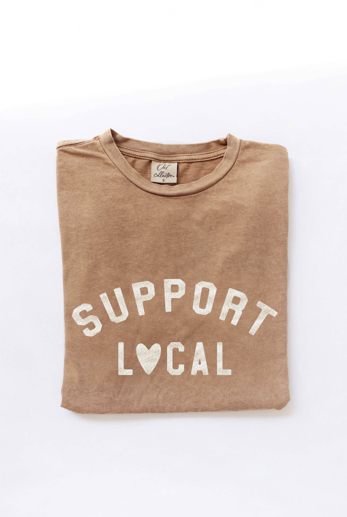 SUPPORT LOCAL     Mineral Washed Graphic Tshirt  Color :TOAST