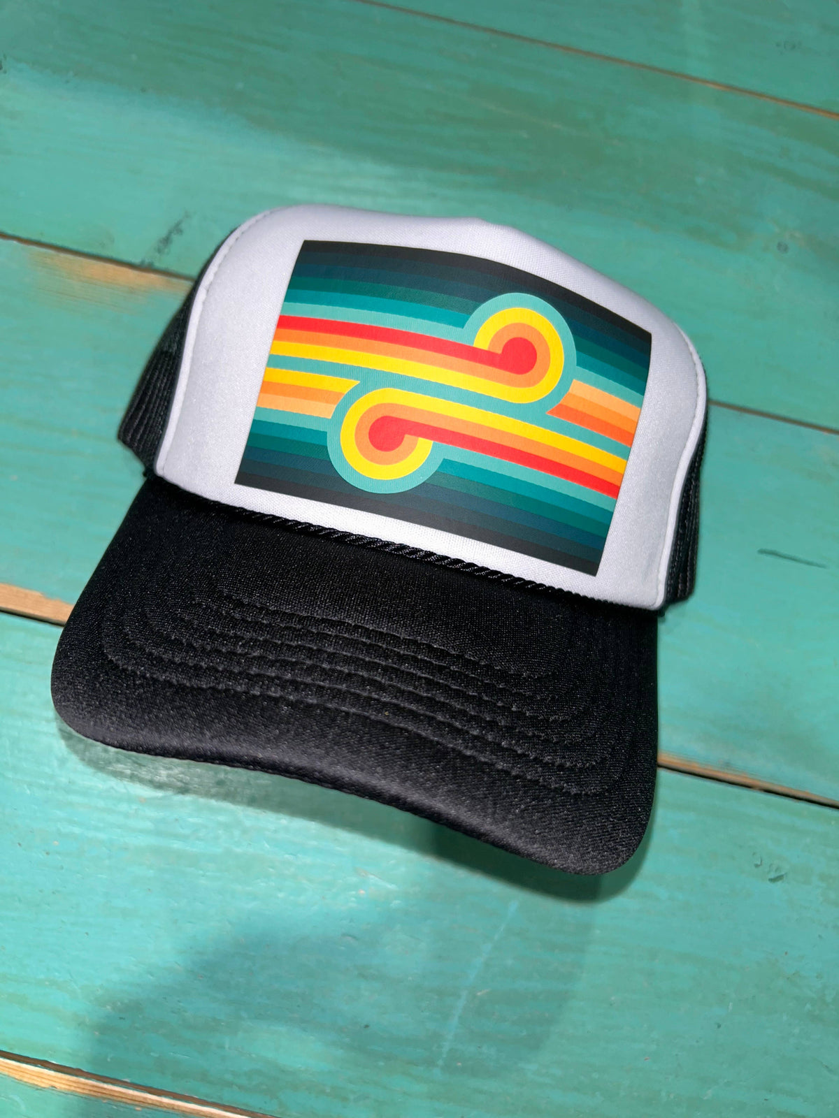 Retro Black Swirl Trucker Hat