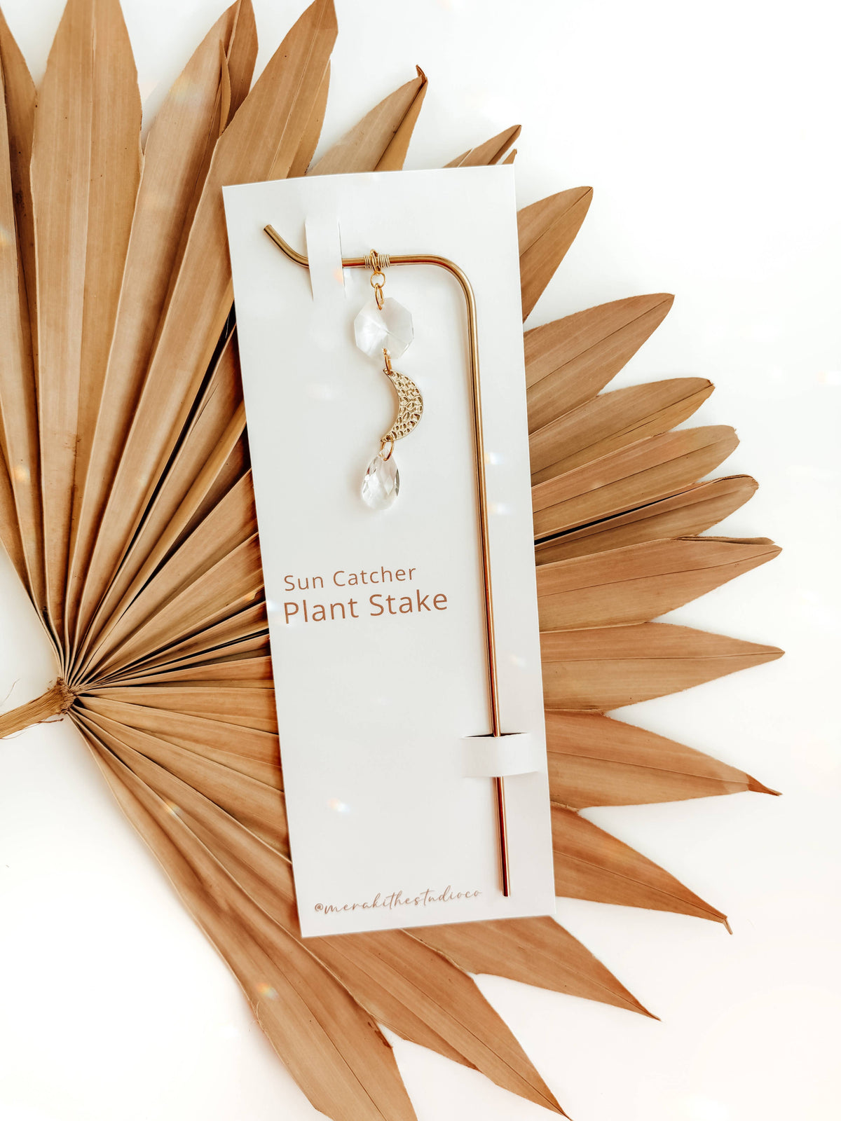 Plant Stake | Suncatcher + Moon Charm | Houseplant Accessory