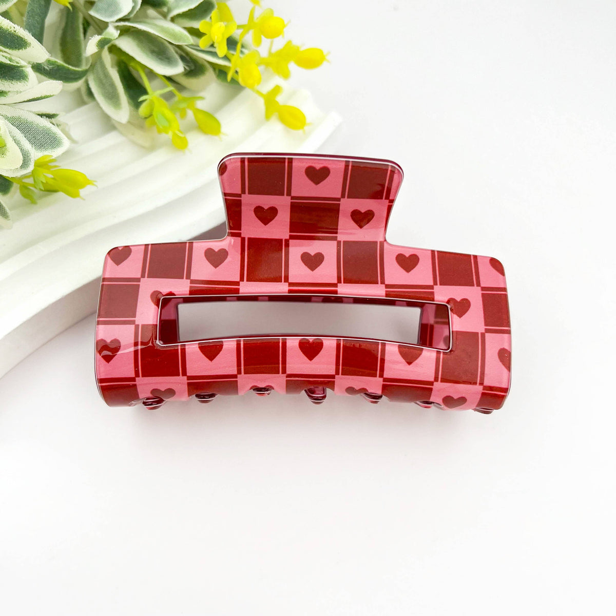Rectangular Heart Hair Claw, Valentine's Day Date Hair Clip: 1