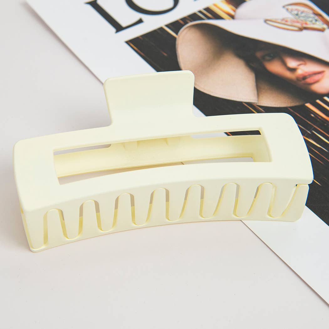 4.92'' Matte Rectangle Large Hair Claw Clips: White