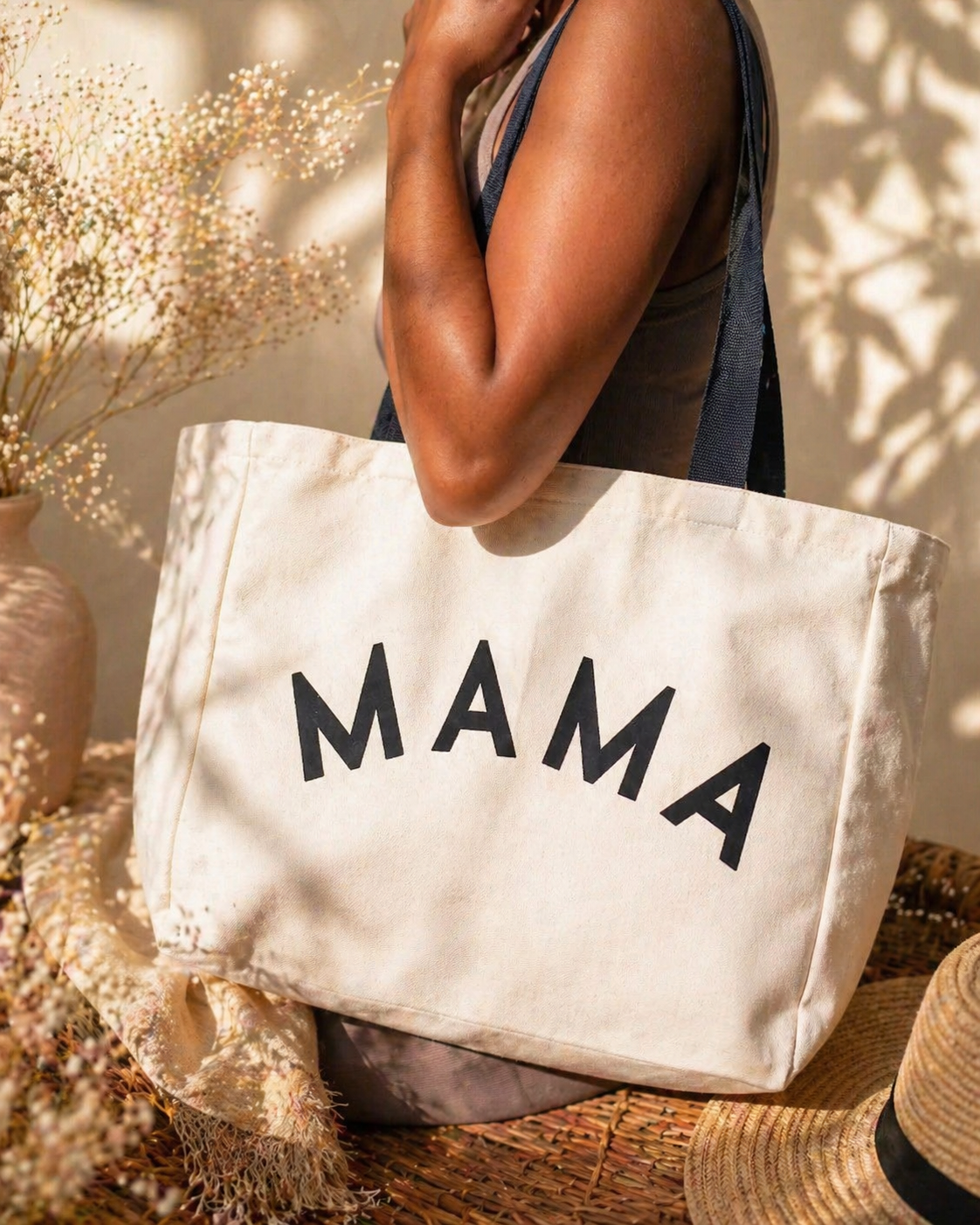 Mama Canvas Tote: White Canvas