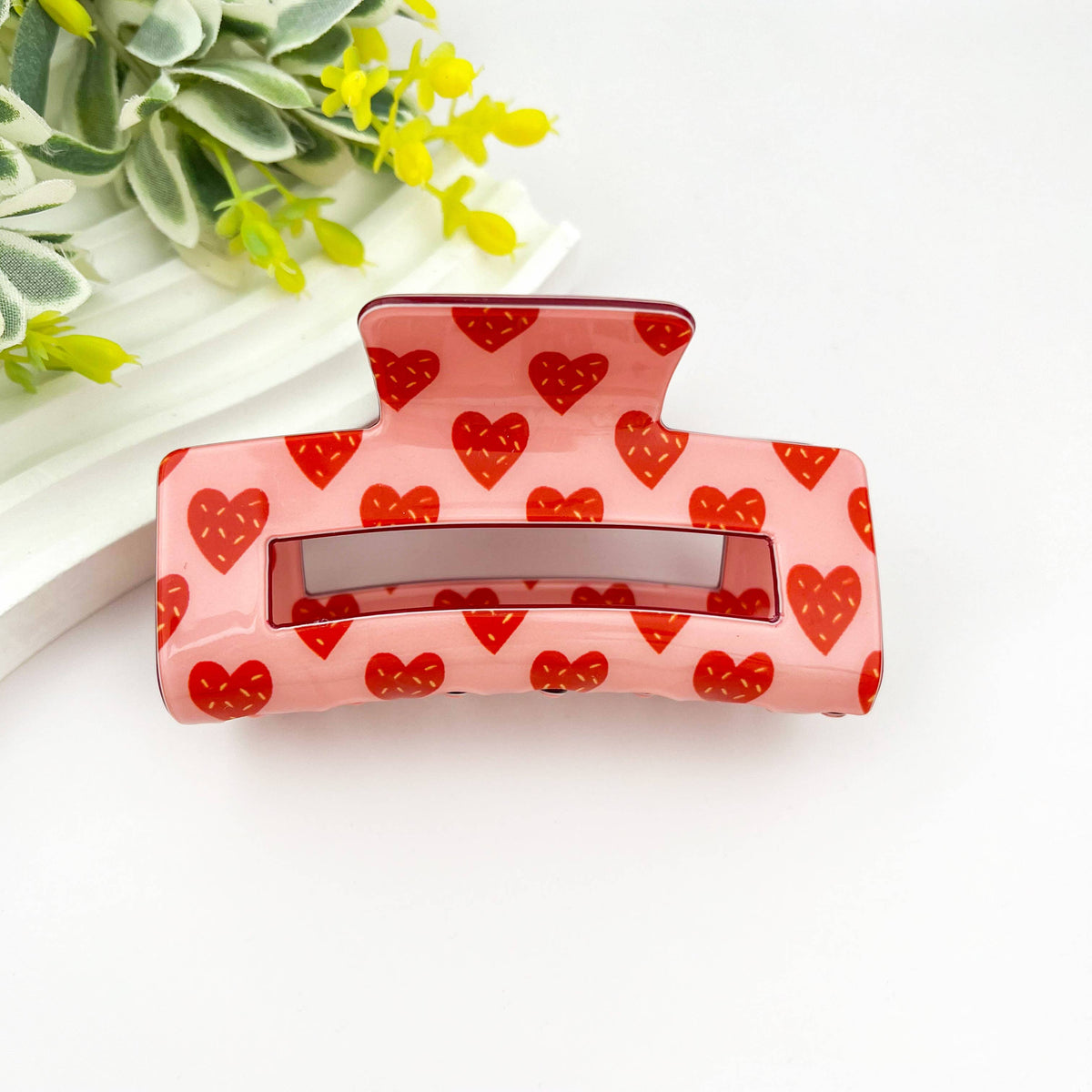 Rectangular Heart Hair Claw, Valentine's Day Date Hair Clip: 1