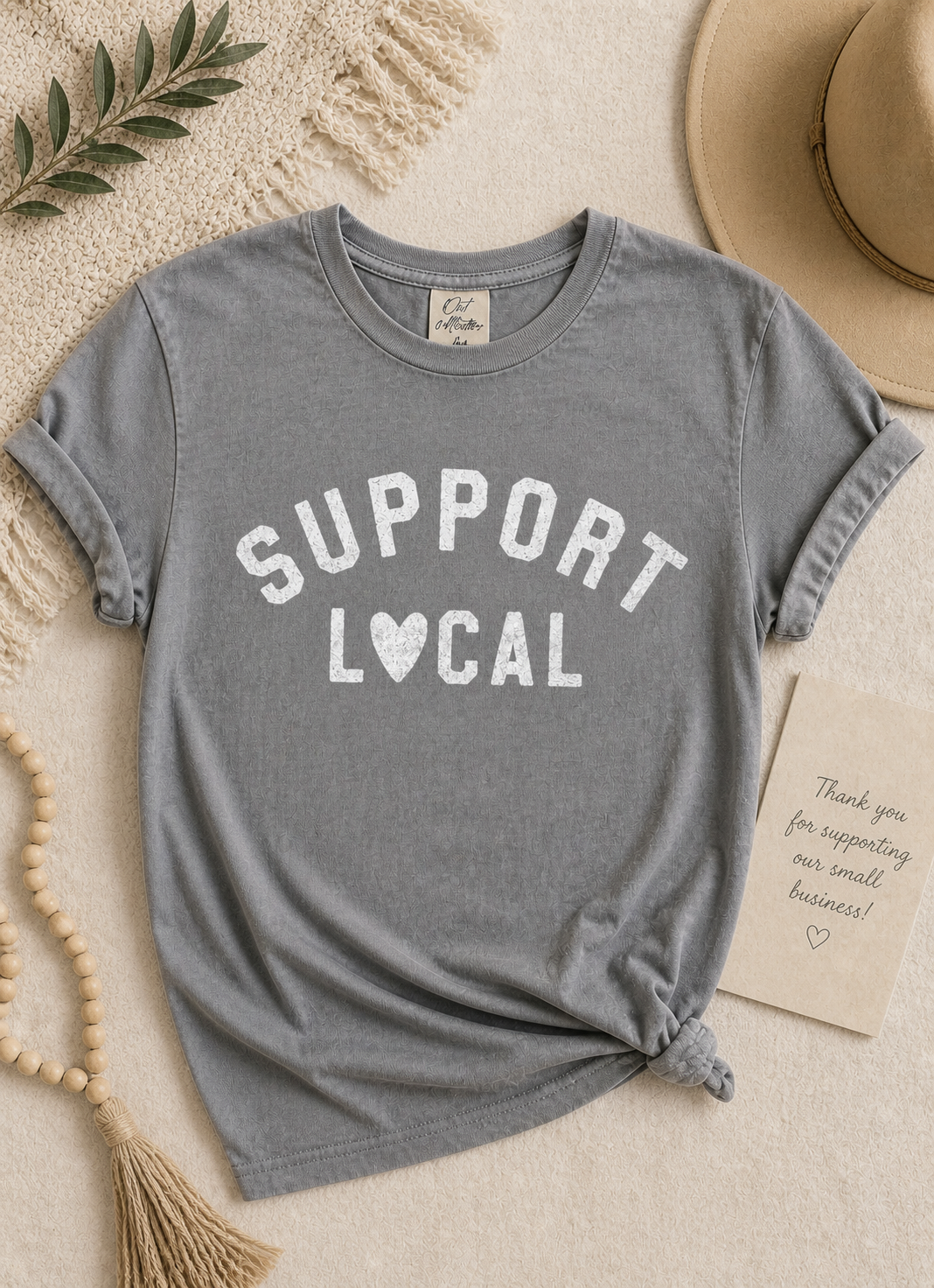SUPPORT LOCAL Mineral Washed Graphic Top STORM