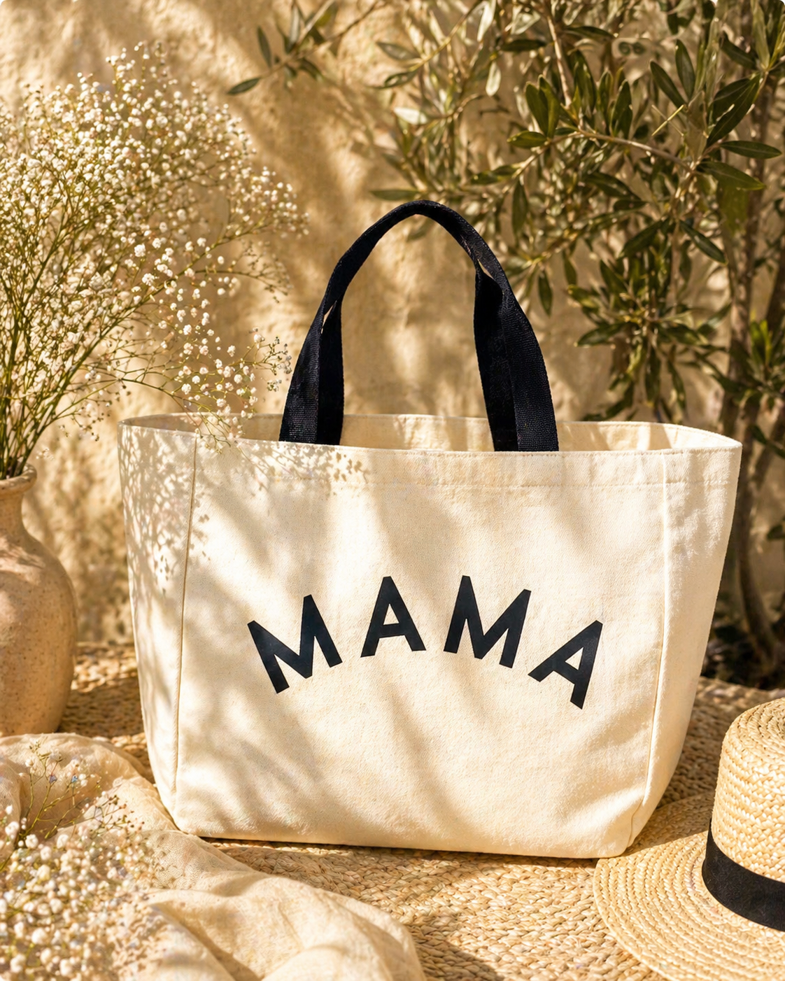 Mama Canvas Tote: White Canvas