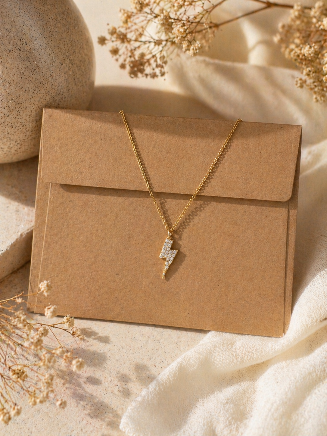 Gold Dipped Lightning Bolt Necklace