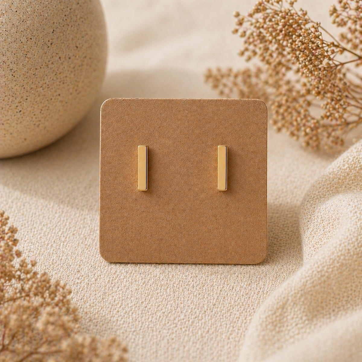 Gold Mini Bar Stud Earrings