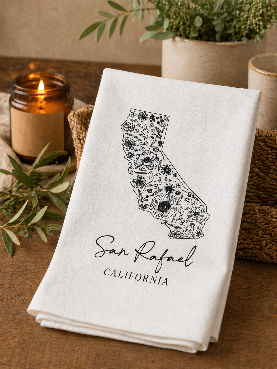 Floral San Rafael Ca. - Cotton Tea Towel