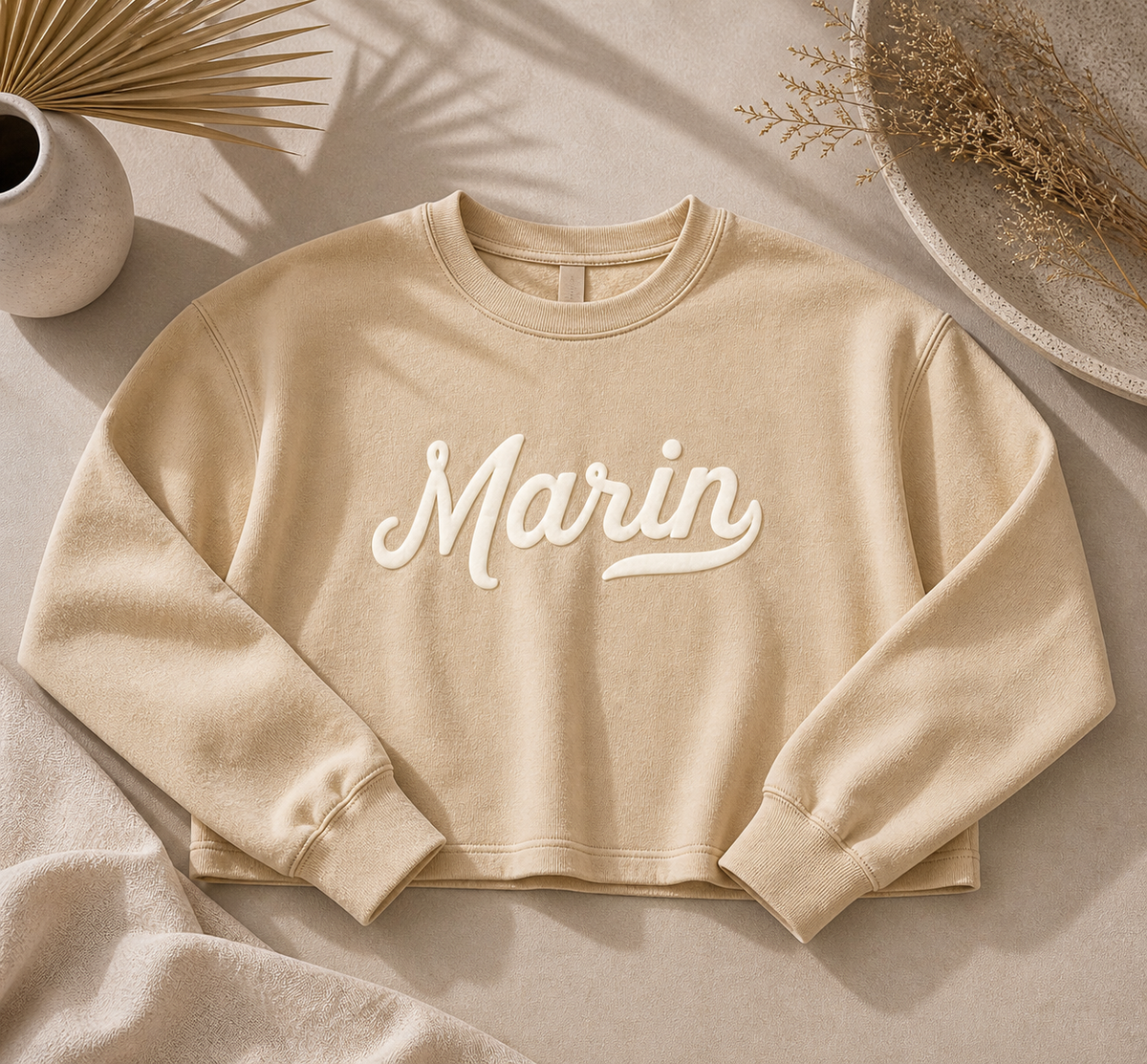Marin Crop Top Sweater ~ Tan