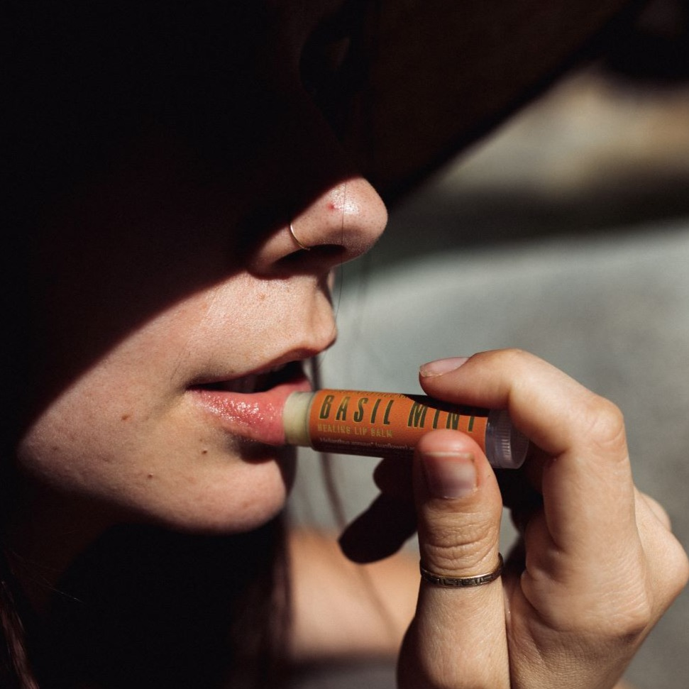 Basil Mint Lip Balm - Healing, Botanically-Infused, Plastic