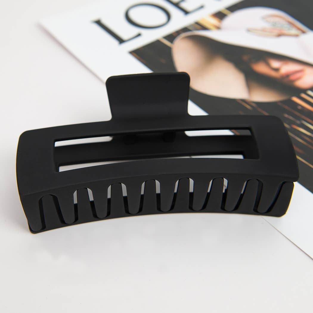 4.92'' Matte Rectangle Large Hair Claw Clips: White
