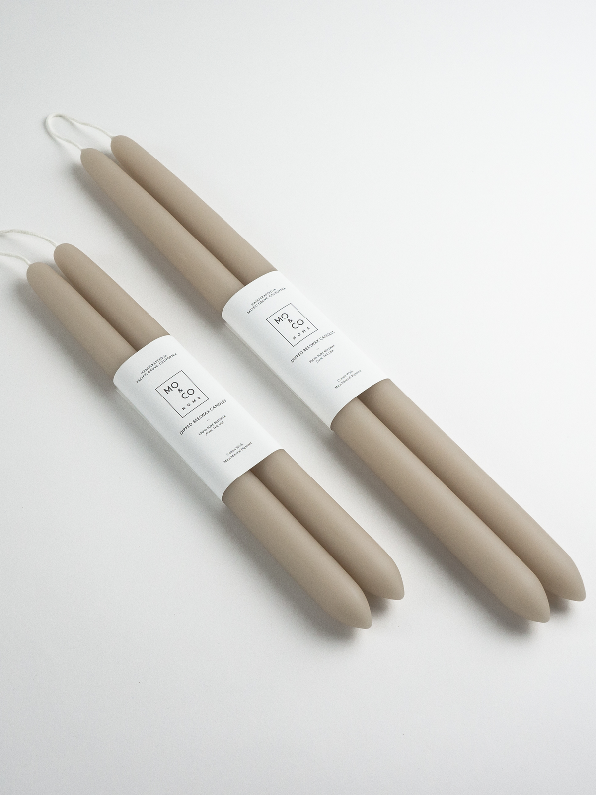 Clay | Dipped Beeswax Taper Candles | All Natural: 10 Inches