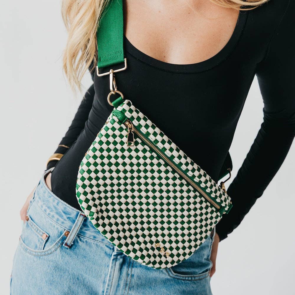 Westlyn Woven Bum Bag Checkered Emerald