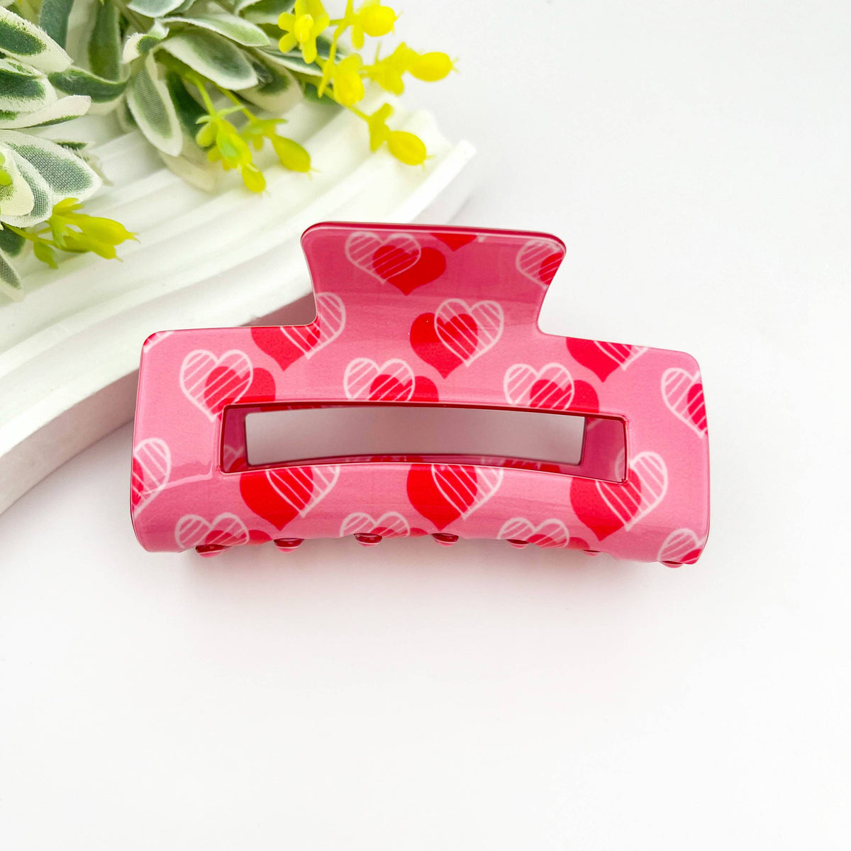 Rectangular Heart Hair Claw, Valentine's Day Date Hair Clip: 1