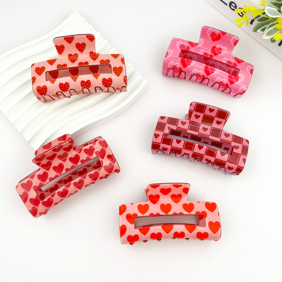 Rectangular Heart Hair Claw, Valentine's Day Date Hair Clip: 1