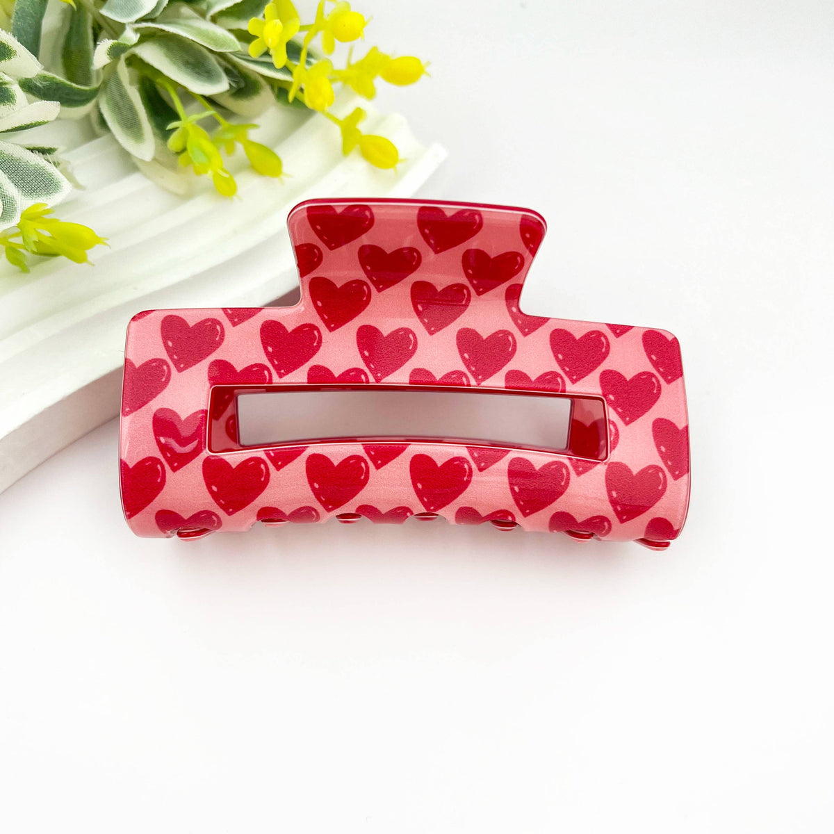 Rectangular Heart Hair Claw, Valentine's Day Date Hair Clip: 1