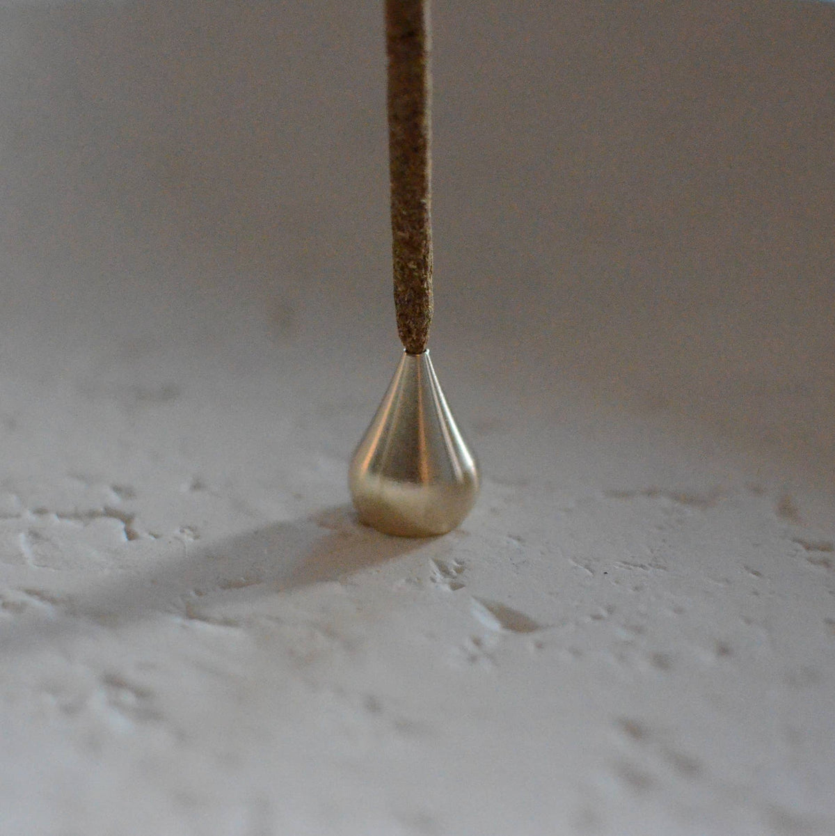 Tall Waterdrop Brass Incense Holder