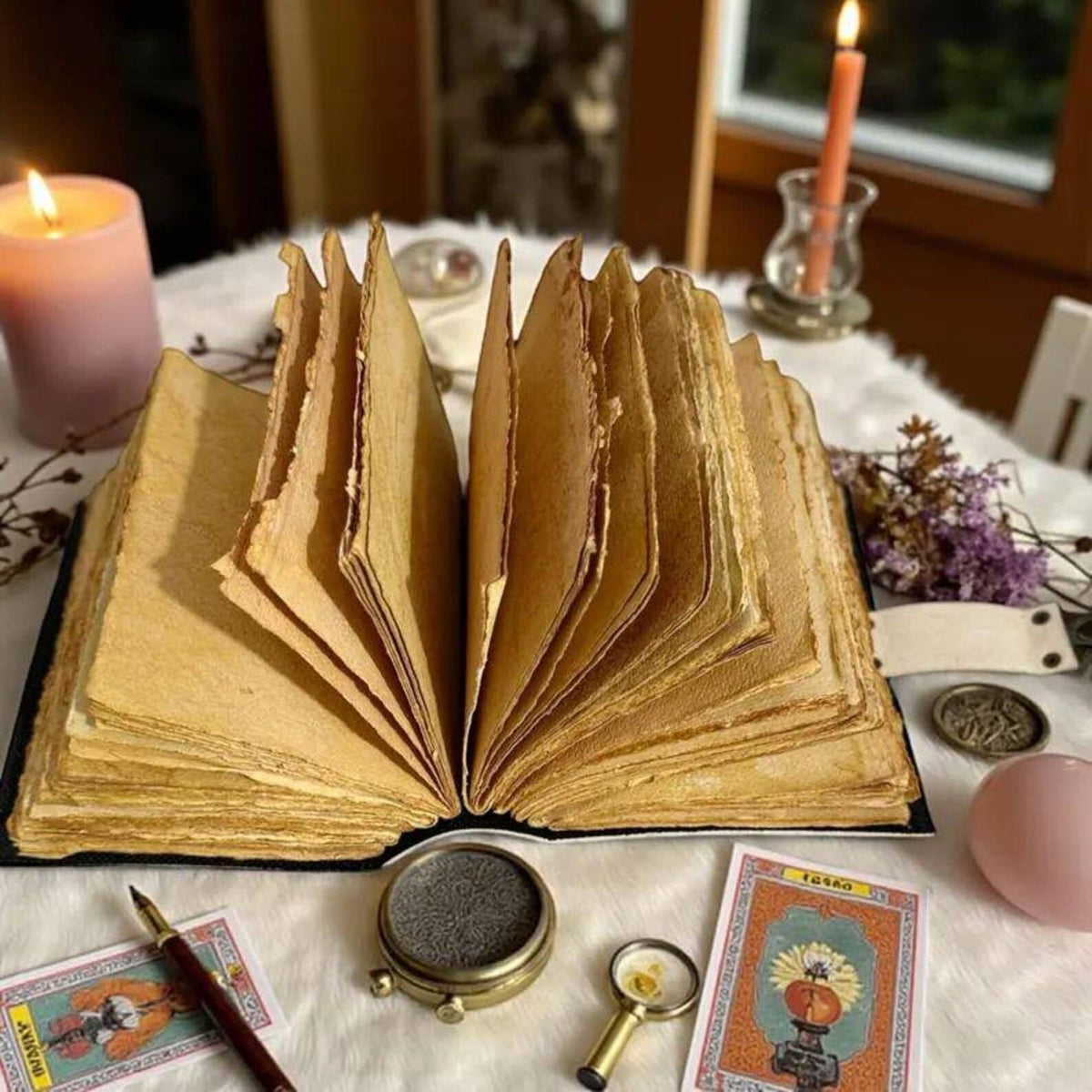 Vintage Leather Grimoire: Handmade Book of Shadows