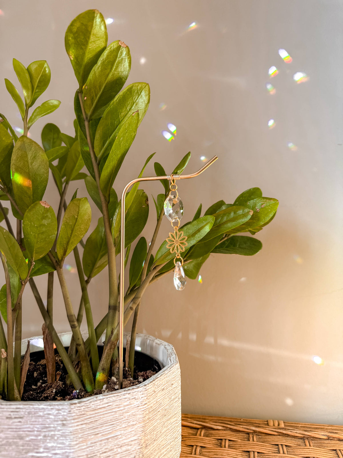 Plant Stake | Suncatcher + Daisy Charm | Houseplant Decor