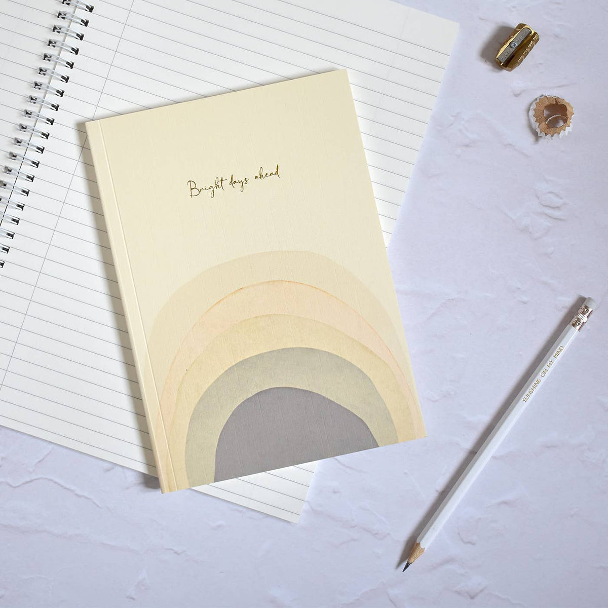 Rainbow Gold Foiled Notebook - Bright Days Ahead