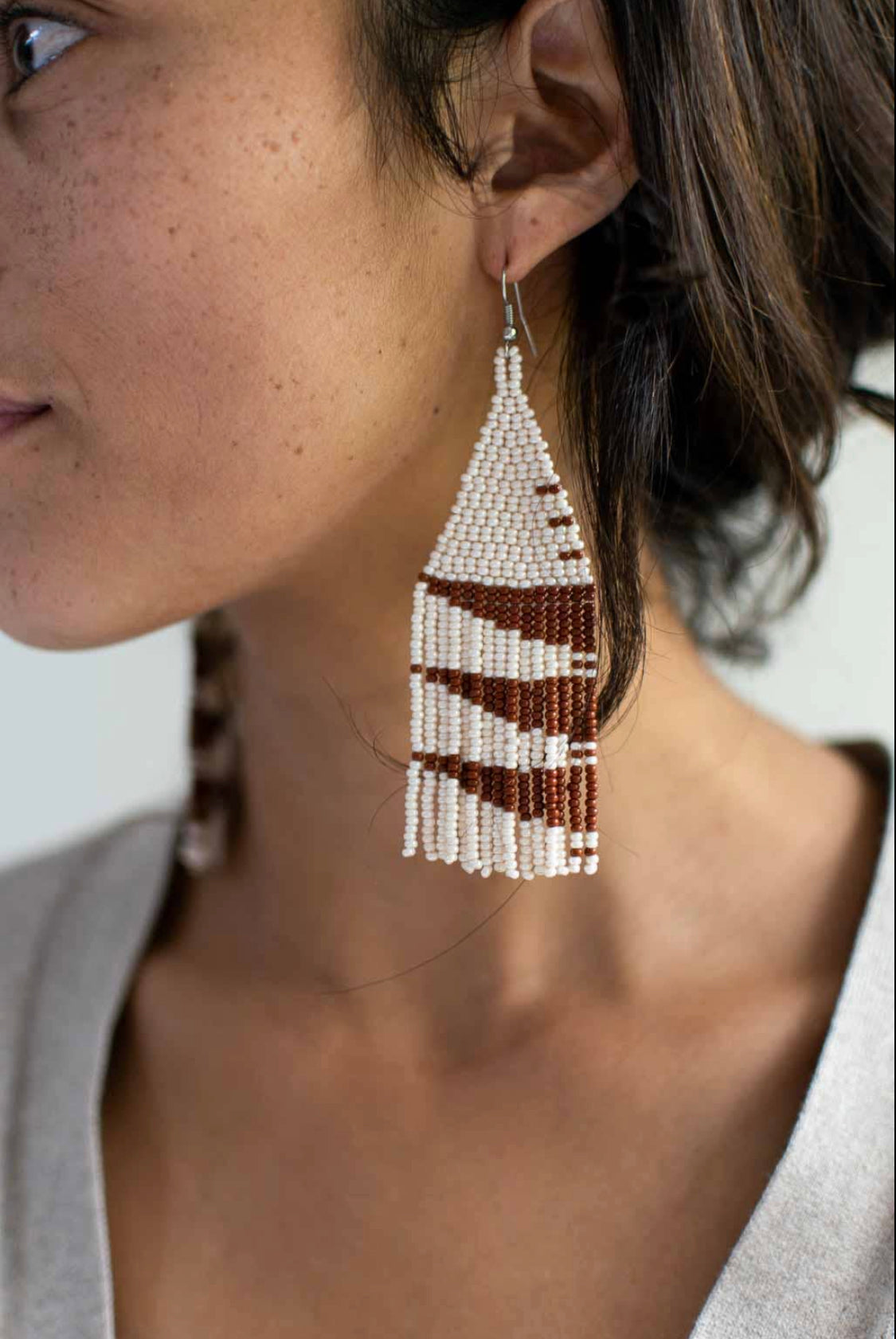 Beaded Fringe Earrings in Roca